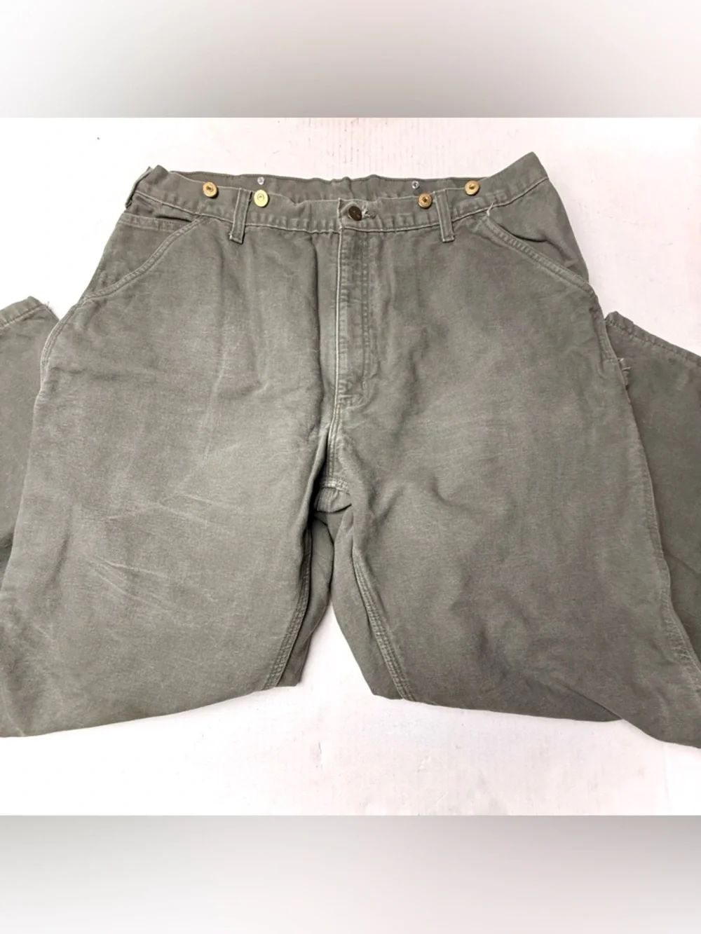 Carhartt B111 MOS Flannel Lined Pants Men 40x30 Green Duck Canvas Original Fit
